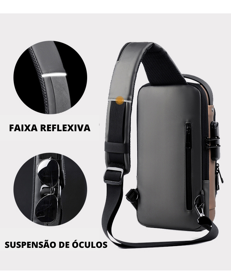 Mochila de ombro. com carregador e á prova d`água