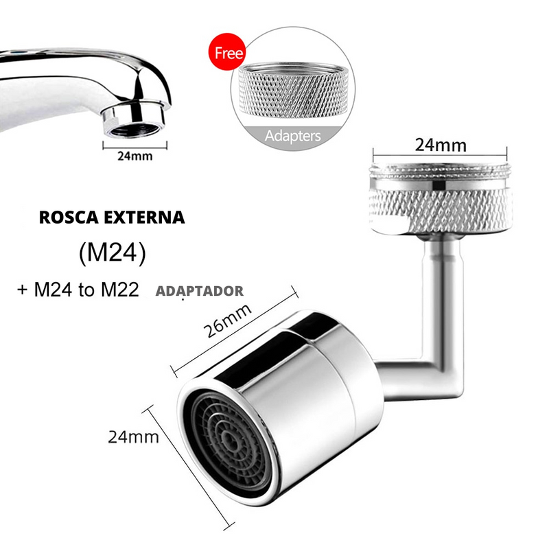 Adaptador para torneira- universal giratório 720 graus e contra respingo.